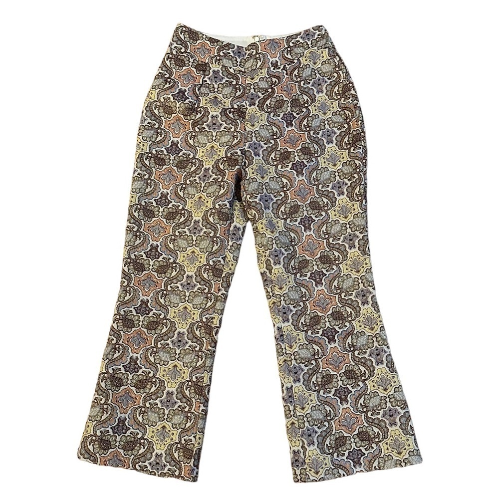 For Love & Lemons Brocade Flared Pant in Ivory Floral Size Medium